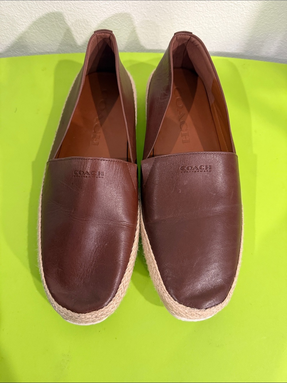 COACH Brown Leather Espadrille Flats
